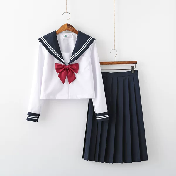 Authentic Japanese Style School Jk Sailor Uniform White Three School Uniforms Preppy Style Japanese Style Class Uniforms Graduation Performance School Uniforms
