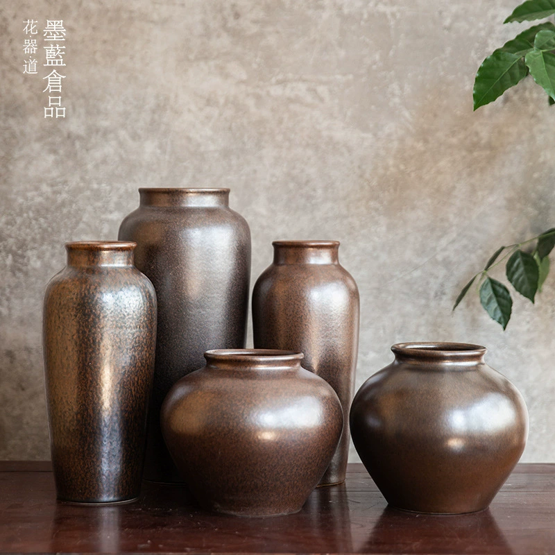Китайское цветочное искусство Керамическая ваза из ивы Цветочный сосуд Дзен Стиль Китайский стиль Цветочная утварь Гостиная Винтажная ваза Украшения