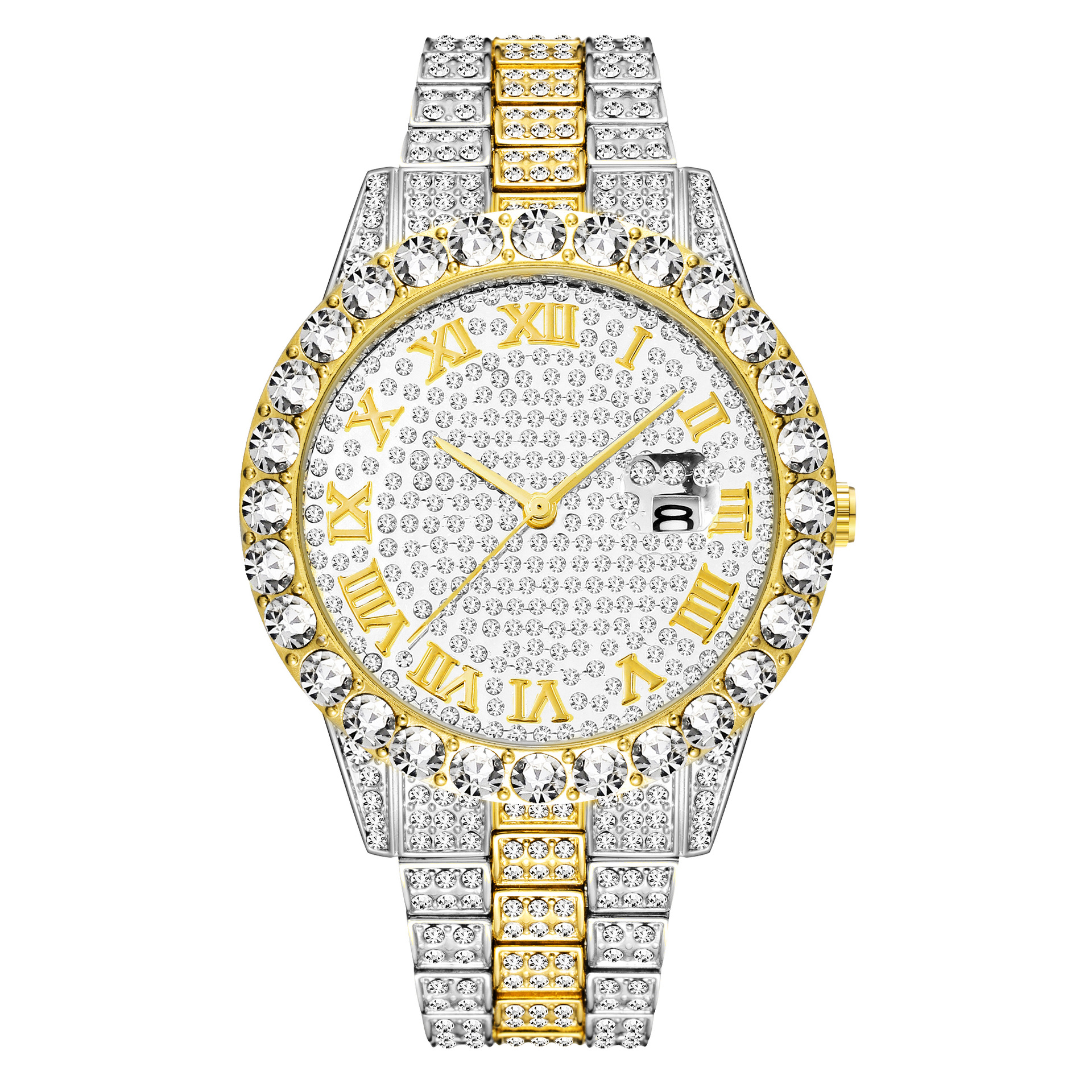 MISSFOX new European fashion waterproof hip hop full Diamond Men's Watch bracelet explosion factory direct sales