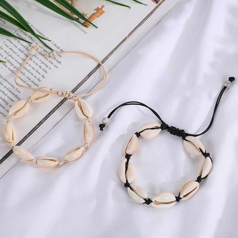 Cross-Border Summer Beach Bracelets Seaside Retro Shell Bracelets Bohemian Wax Thread Natural Shell High-End Bracelets Cross-Border Summer Beach Bracelets Seaside Retro Shell Bracelets Bohemian Wax Thread Natural Shell High-End Bracelets