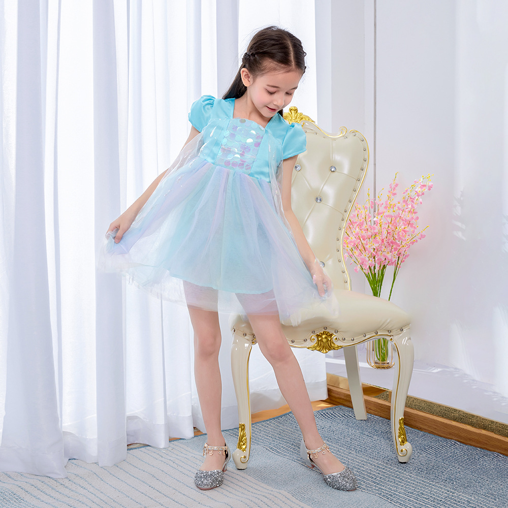 Girls' Dress New Arrival Stylistics Puff Yarn Frozen 2 Children Rainbow Aisha Princess Skirt