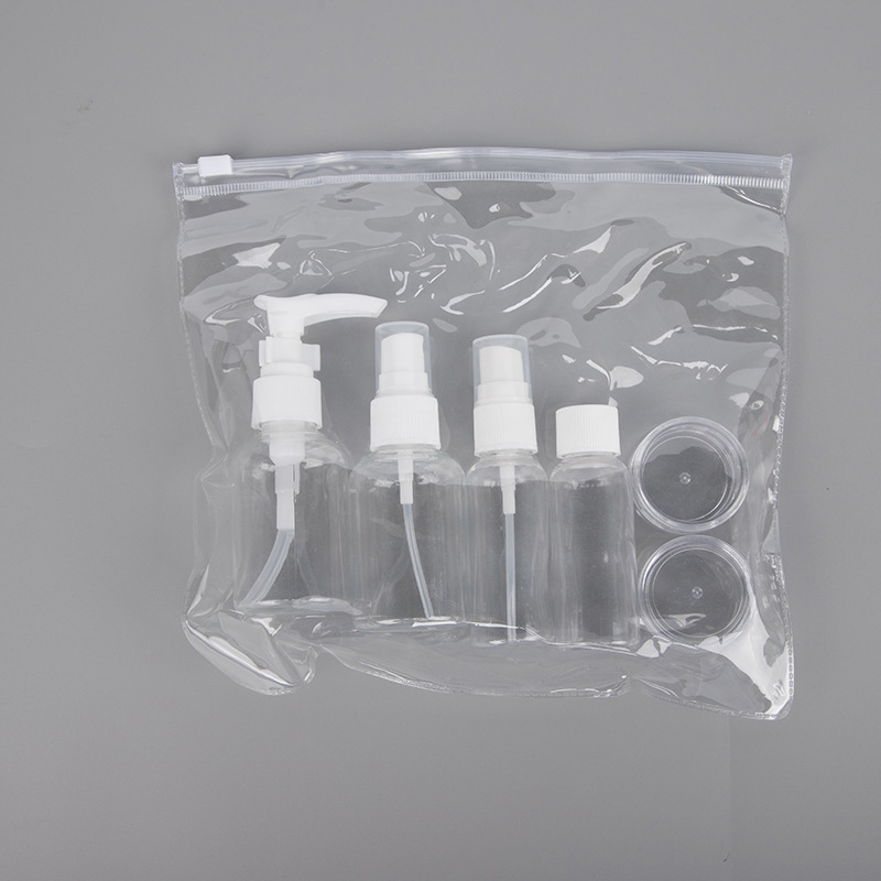 PVC袋子50ml矮胖空瓶 订货印刷小圆盒旅行套装瓶 便携化妆品旅行