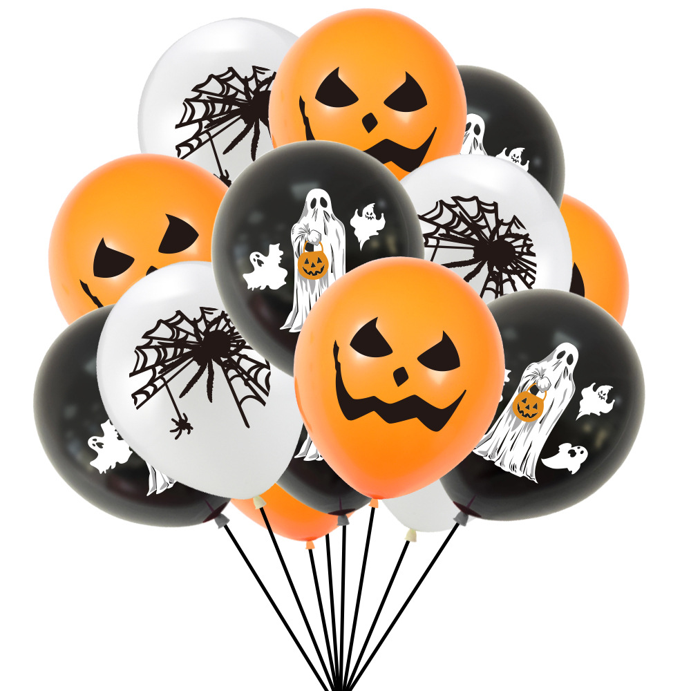 Halloween party decoration balloon set pumpkin spider ghost print latex balloon_voghion.com