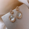 South Korean silver needle, goods, fashionable earrings, silver 925 sample, cat's eye