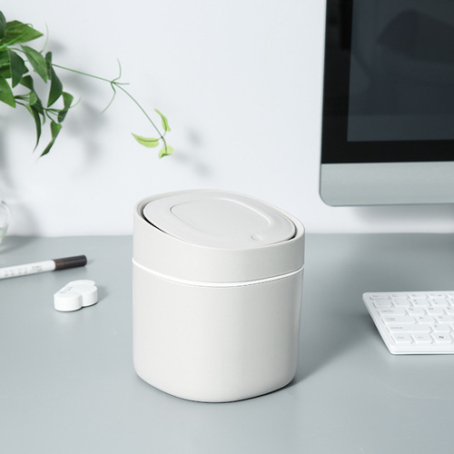 Desktop press trash can mini household pop-up lid debris storage bucket bedside coffee table waste paper basket small batch