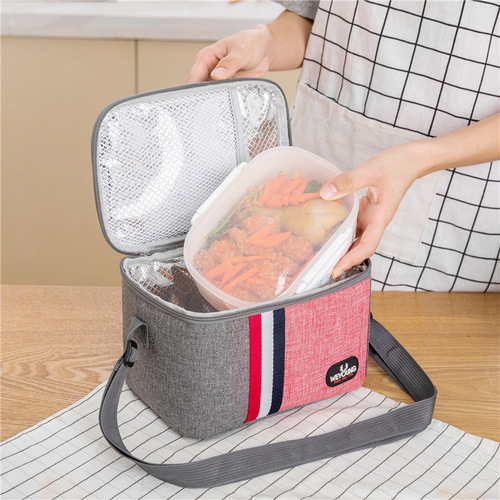 Wholesale aluminum foil lunch bag waterproof ice bag portable lunch box bag thickened striped lunch bag insulated bag cross border