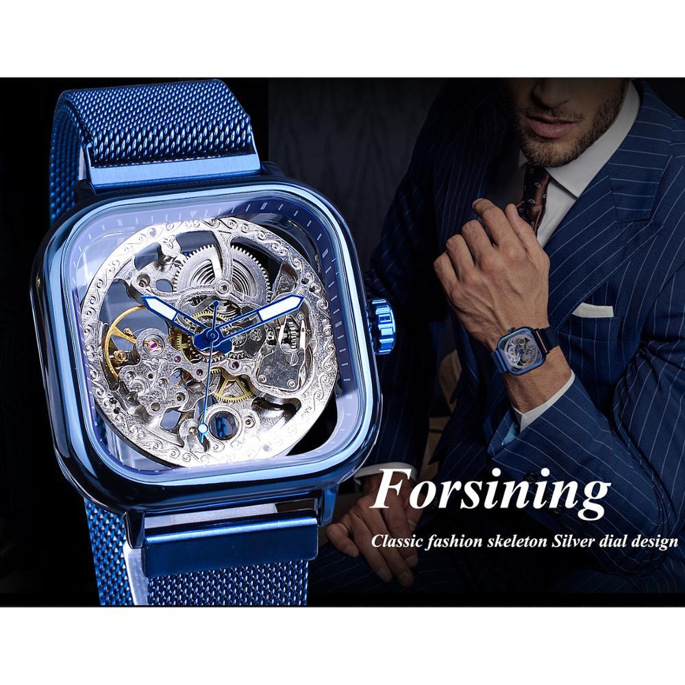 Men's Square Automatic Magnetic Watch With Multiple Color Options, Creative Mechanical Watch, One-Piece Dropshipping_voghion.com