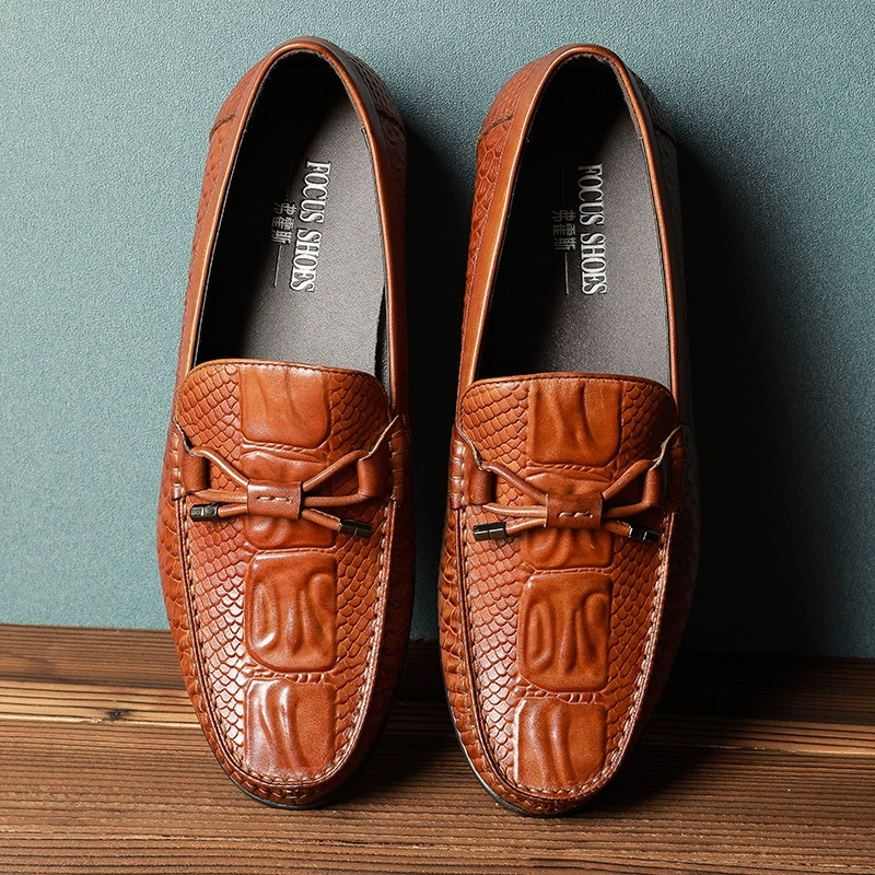 Доставка в течение (48 часов) Мужские повседневные туфли-бини из натуральной кожи, новинка 2023 года, летние деловые туфли первого слоя из воловьей кожи