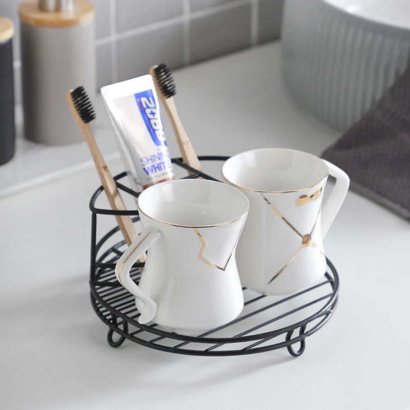 Hogar simple ins luz pareja de lujo cepillo de dientes de cerámica taza cepillo de dientes taza enjuague bucal taza traje rack de almacenamiento