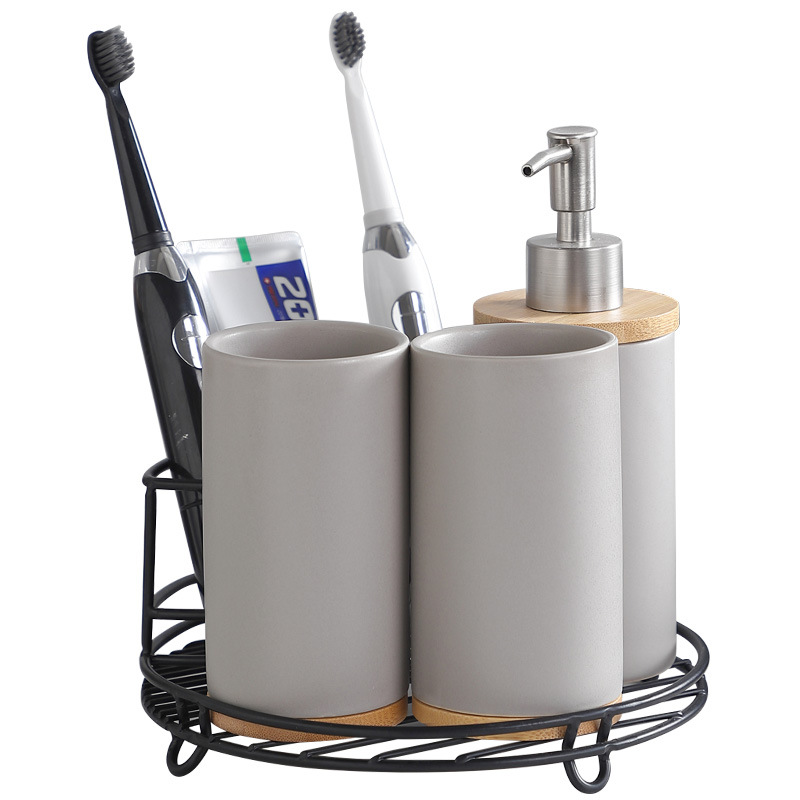 Nórdico hogar simple ins cerámica pareja cepillado taza de lavado traje almacenamiento rack suministros Baño