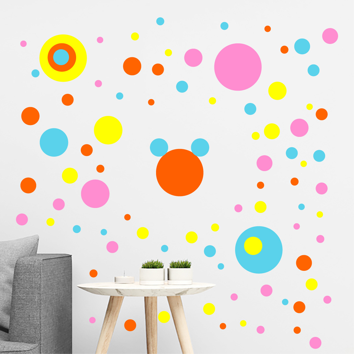 Cross-border multi-color round polka dot wall stickers waterproof…