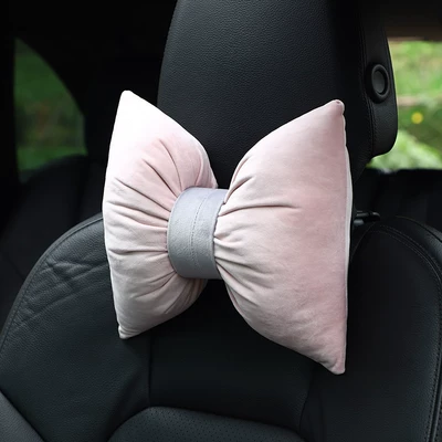 Car headrest waist Dutch velvet neck pillow new Li velvet does not shrink and does not fade car headrest (Headrest) - powder-headrest