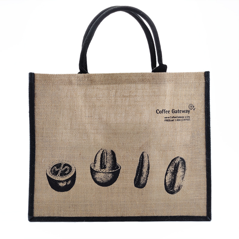 厂家专业染色粗麻布手提袋 黄麻手提购物袋 麻布礼品袋定制 LOGO