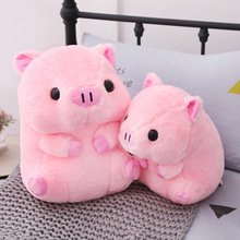 跨境热销粉色坐姿大头福气猪猪公仔粉红小猪抱枕毛绒玩具一件代发