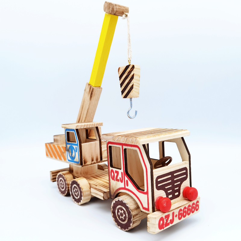 Factory direct wooden crane crane children's toy car model scenic spot temple fair best selling crafts wholesale