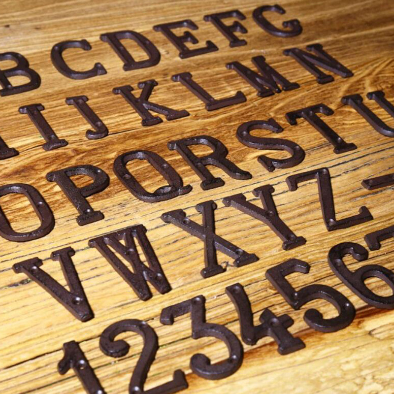 Vintage Cast Iron Metal Digital Alphabet Distinctive Creative DIY Door Number ZAKKA Sign Sign