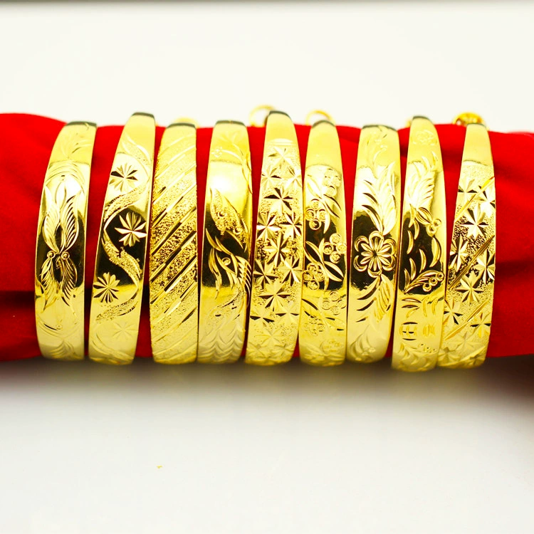 Метеоритная золотая bracelet женская внутренняя и внешняя однотонная медная пластика imitation gold свадебный подарок оптом 12N широкий лиц Pisces