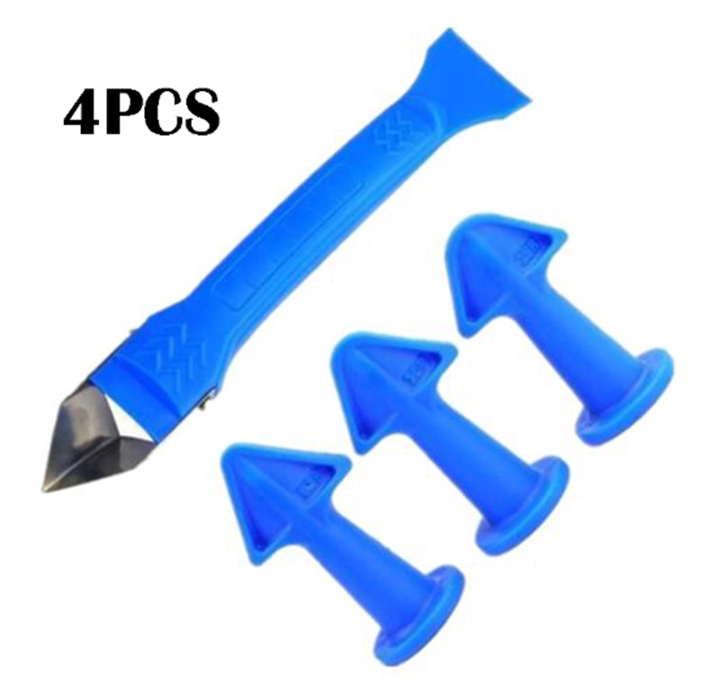 四件套密封胶刮板灌浆不锈钢金属双头刮刀硅胶喷嘴填缝 美缝工具