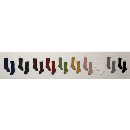 Spanish children's sock hole garter socks plain medium-length socks Instagram baby socks student socks sports socks