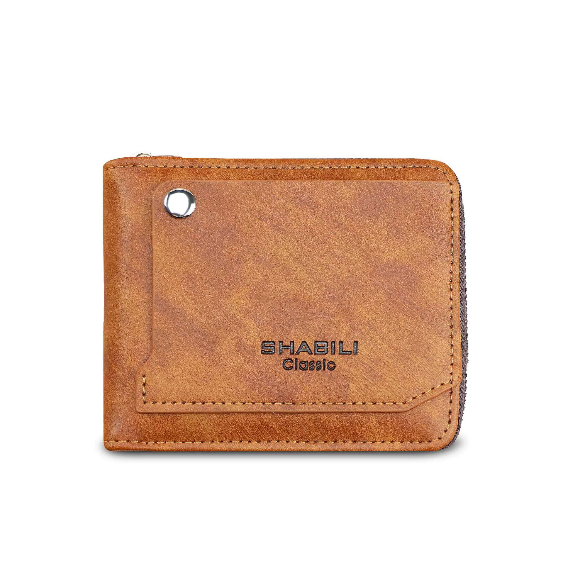 Картуха-кошелёк компактный Wallet (Shabili) с молнией, вместительный, карман на кнопке, экологическая кожа