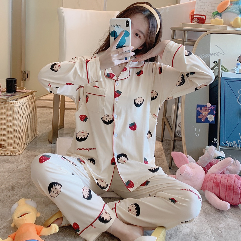 Pregnant women's pajamas spring and autumn summer lapel cardigan sweet postpartum lactation clothing month clothing home clothing set manufacturers wholesale