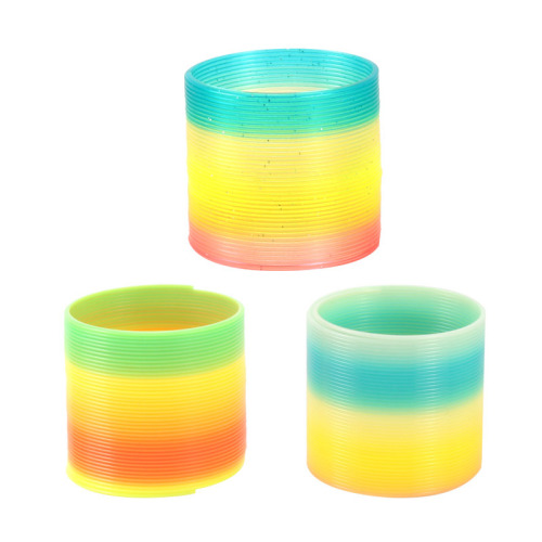 Cross-border stall hot-selling medium-sized rainbow hoop elastic rainbow hoop spring color hoop Jenga hula hoop