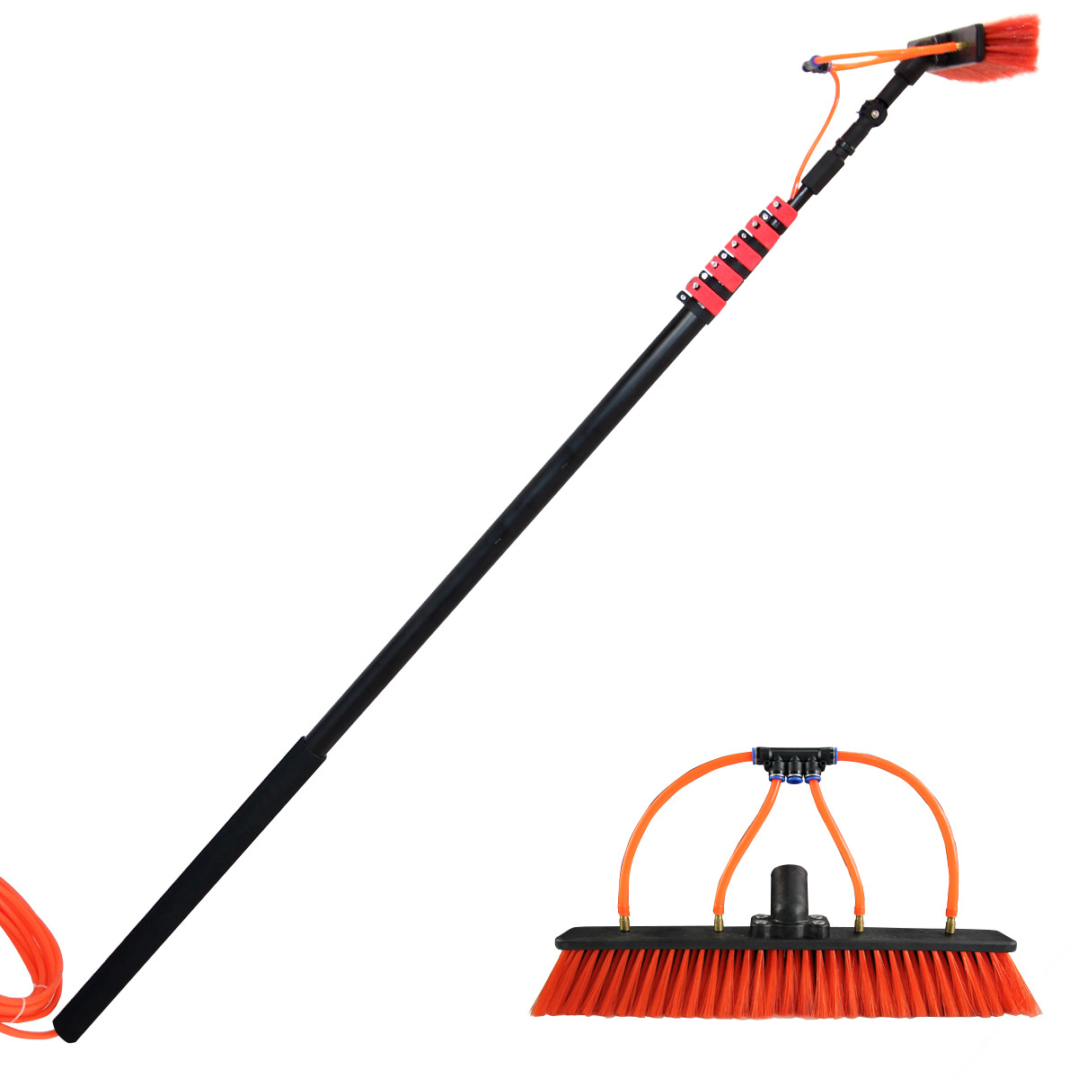 伸缩铝管高空光伏板清洁清洗机设备7.2米4节连接水龙头方便快捷