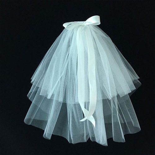 Veil internet celebrity photo props bow small veil fluffy multi-layer simple travel photo veil headdress super fairy style