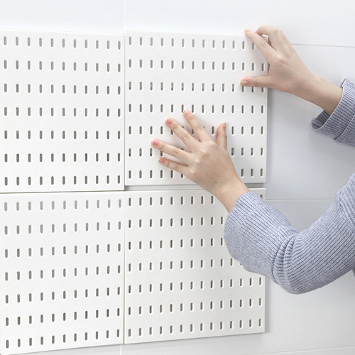 Kitchen Living Room Dorm Gadget White Wall-Mounted No-Drill Thick Hanging Shelf Wall Mountable Combinable Hole Board