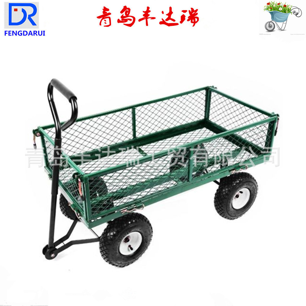 厂家销售  静音折叠拉货车花园网车 重型四轮拖车园艺工具车