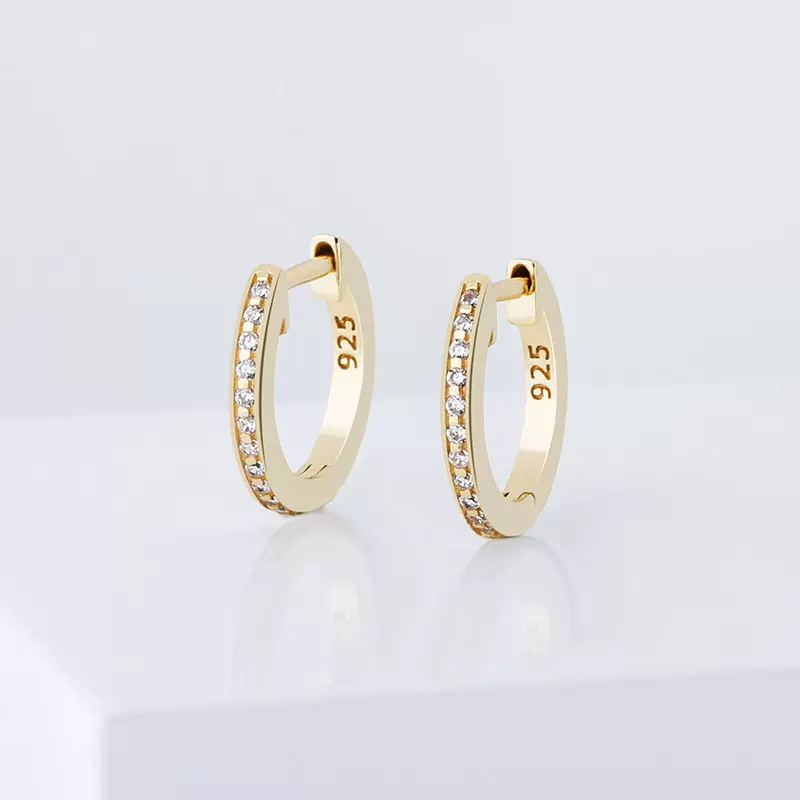 欧美新款跨境饰品S925银锆石耳环 嘻哈潮人男女耳饰金澳厂家直销