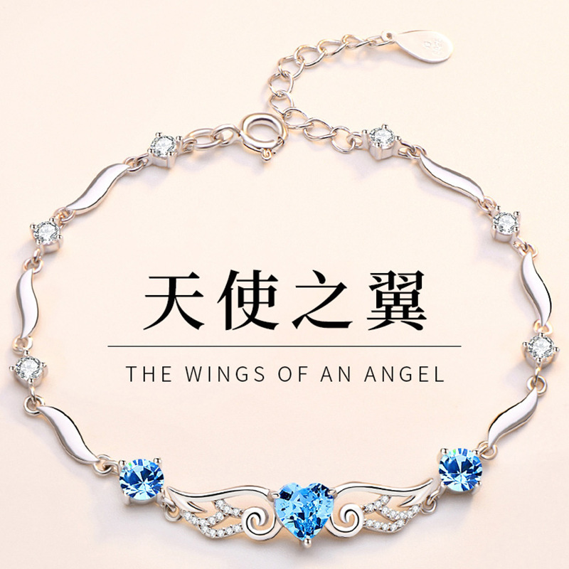 Angel wings bracelet women's sterling silver bracelet ins niche design student bracelet birthday gift for girlfriend jewelry