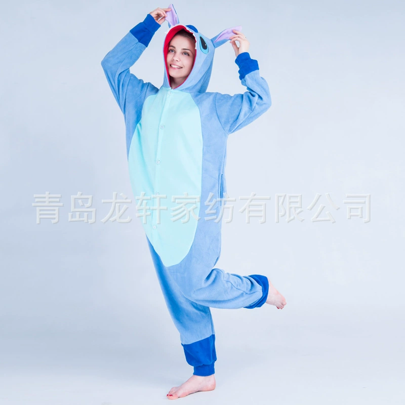 Ежегодное собрание Синий Патч стежок розовый флис мультфильм цельный пижамы животных костюм оптом