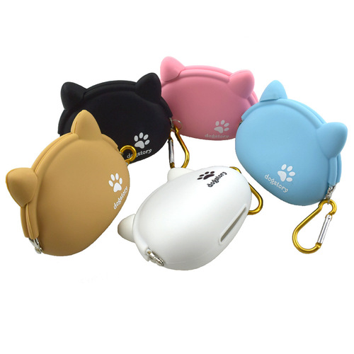 Pets go out silicone garbage box training bag cat and dog outdoor portable hanging buckle waist bag toilet environment cleaning