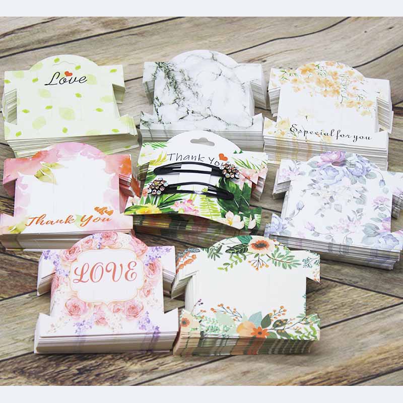 跨境专供彩色印花发夹卡 欧美THANK YOU 皮筋卡 首饰包装卡 现货