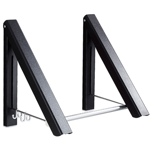 Non-piercing space aluminum black balcony drying rack bathroom wall-mounted foldable invisible clothesline drying rod storage rack