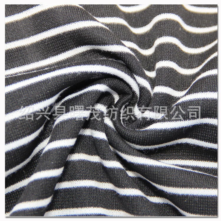 【热卖推荐】春夏罗马条纹色织T恤汗布 针织弹力运动服面料