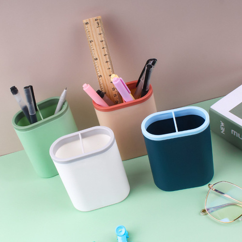 Pen holder desktop superimposed storage box separated student pen collection box two-color contrasting makeup brush eyebrow pencil organizing box