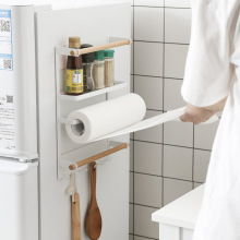 北欧磁吸冰箱铁艺收纳架 厨房多功能收纳整理面巾抽拉置物架批发