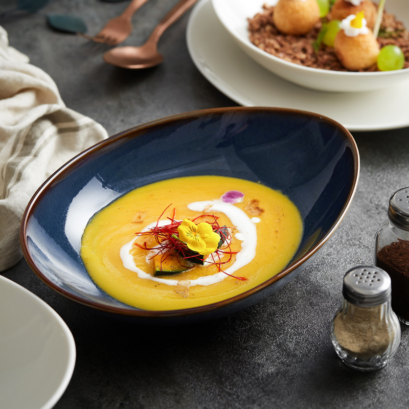 고온 세라믹 식기 찬 접시 창조적 인 주괴 접시 호텔 개인 디너 접시 간단 세라믹 식기