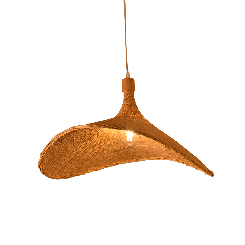 Nuevo estilo chino de bambú tejido de bambú araña creativa estilo japonés restaurante B & B lámpara Hotel Casa de Té olla caliente tienda lámpara de ratán