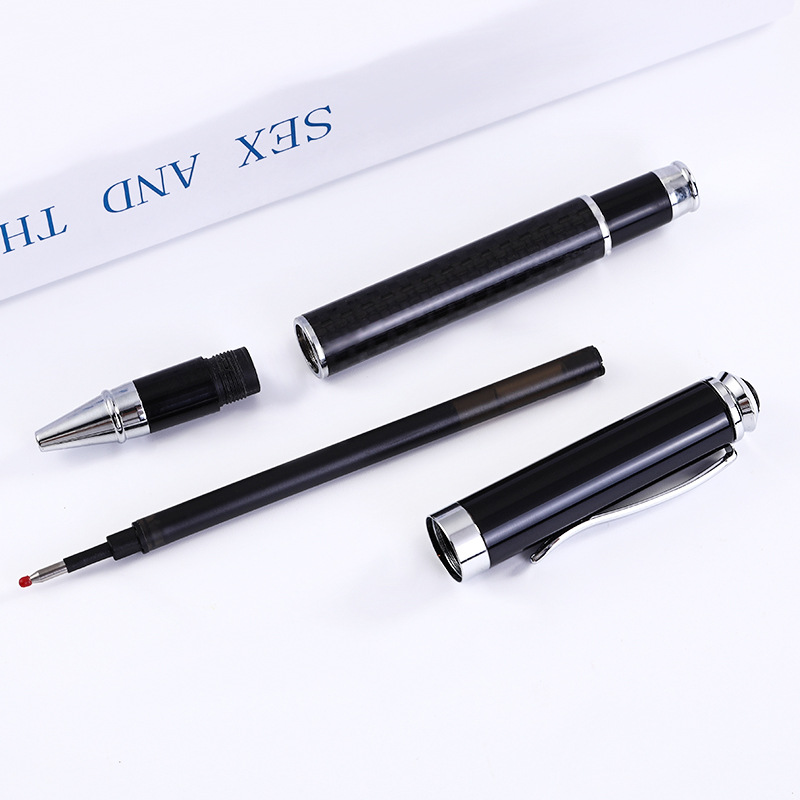 Pluma de firma de negocios Pluma de perlas Pluma de metal Pluma de agua de firma Logotipo de letras de fibra de carbono Pluma de gel de regalo de alta gama