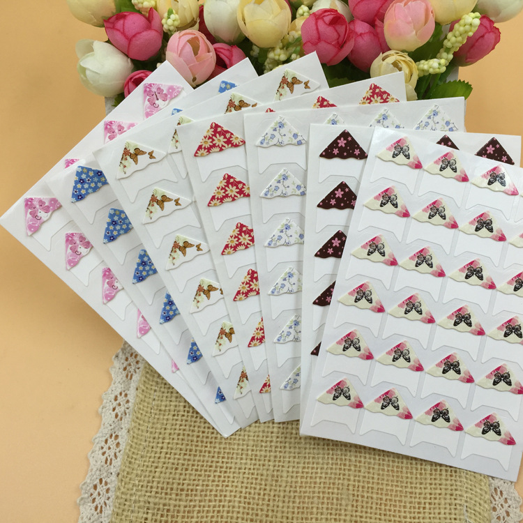 Nueva flor romántica serie fotos de papel 24 pegatinas de esquina 7 pegatinas de esquina DIY foto pegatinas de esquina fijas