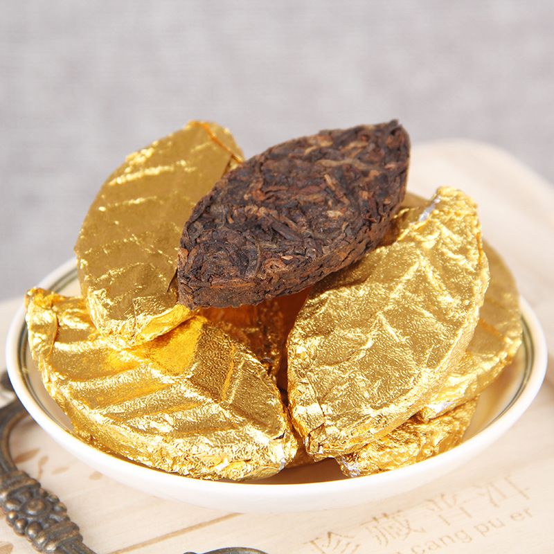 批發雲南普洱金葉子勐海茶區古樹黃金葉普洱茶熟茶新款金葉子500g