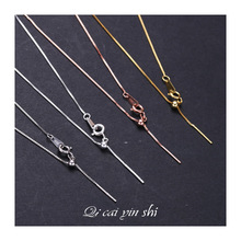 S925纯银锁骨链简约 硅胶珠纯链子盒子项链可串珠子带针链无吊坠