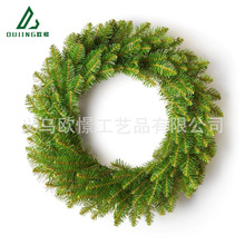 圣诞节装饰花环30-80cm加密绿色PVC裸花环定制圣诞礼品装饰