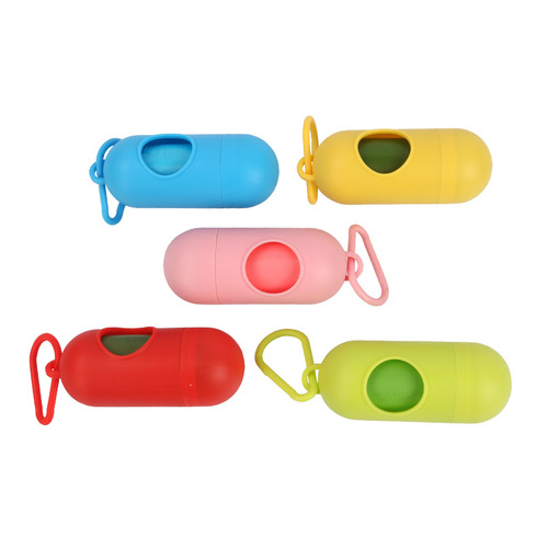 Cross-border new pet outdoor convenient waste bag storage container, pill-shaped cleaning box, dog poop scooper