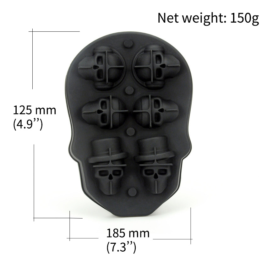 Venta directa de fábrica de diez piezas cráneo cubo de hielo Halloween 6-agujero cubo de hielo molde creativo nuevo 4-agujero cráneo cubo de hielo