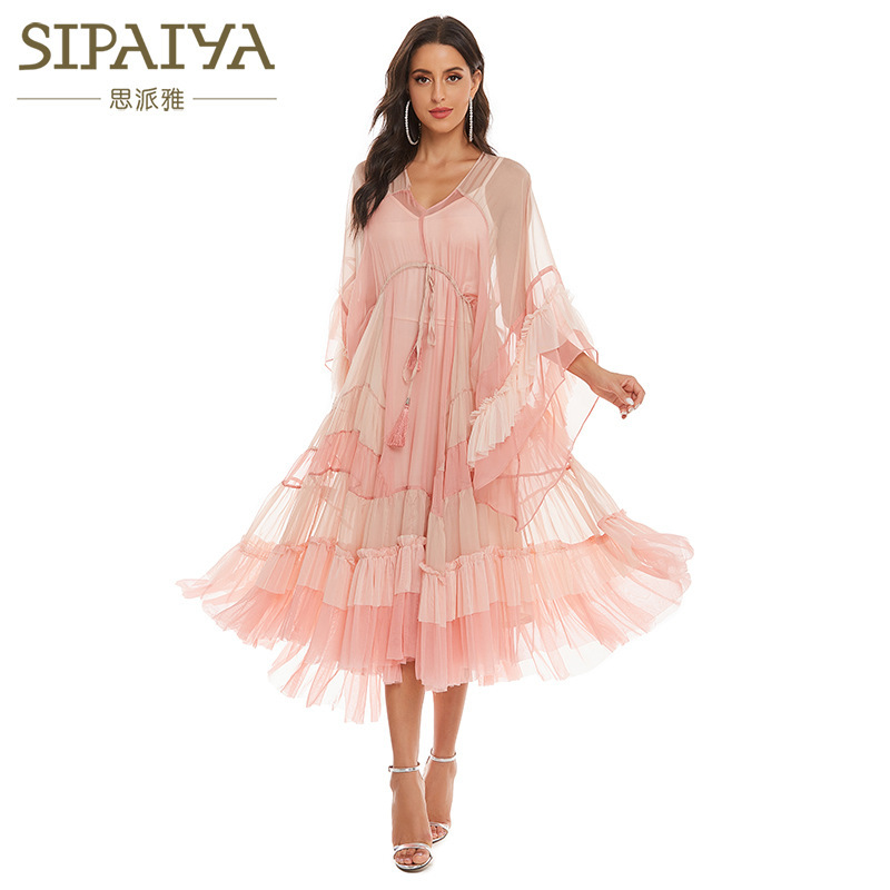 Beach Dress Women's Summer 2024 New Bohemian Long Dress Super Fairy Seaside Vacation Slimming French Plus Size Dress