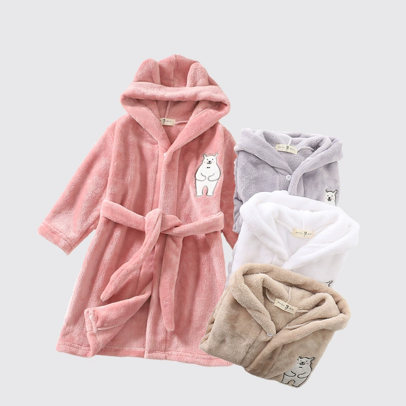 2021 Детская домашняя одежда с героями мультфильмов, теплая Пижама для мальчиков и девочек, фланелевая Ночная рубашка на шнуровке с капюшоном